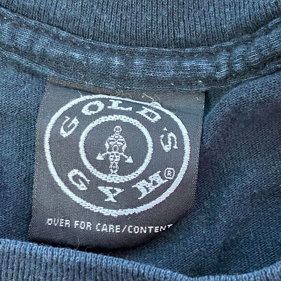 Vintage Golds Gym T Shirt L Black Venice California Distressed Pinholes - Picture 9 of 12